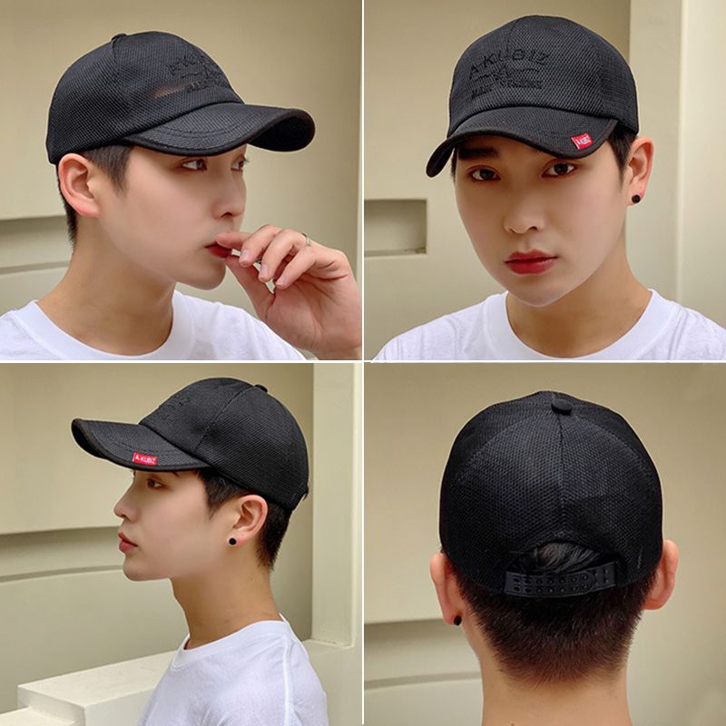 RICYGVM Herren Mesh Trucker Hat Coole atmungsaktive Baseballmützen Einfarbige Entenzungenkappen Sonnenschirm Schirmmütze Männlicher Sommer_voghion.com