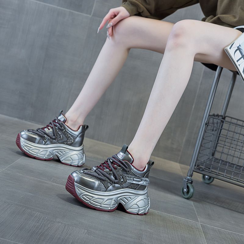 thick-soled Dad Shoes Women's Casual Versatile Fabric 9cm Height-increasing Women's Shoes_voghion.com