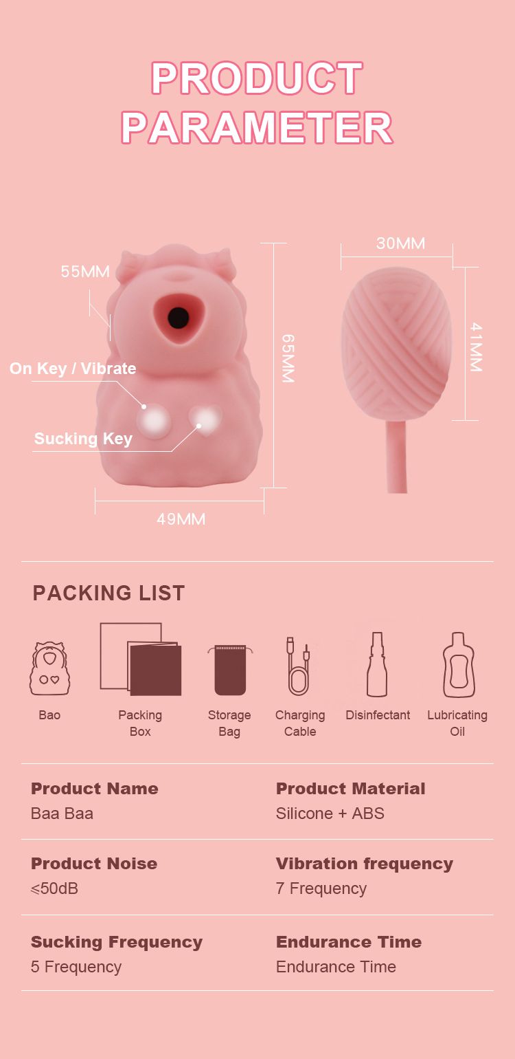 Hochwertiger, niedlicher, kleiner Schafssauger-Klitoris-Vakuumstimulator mit Nippel-Saugfunktion und Liebesei-Vibrationsfunktion für Frauen_voghion.com