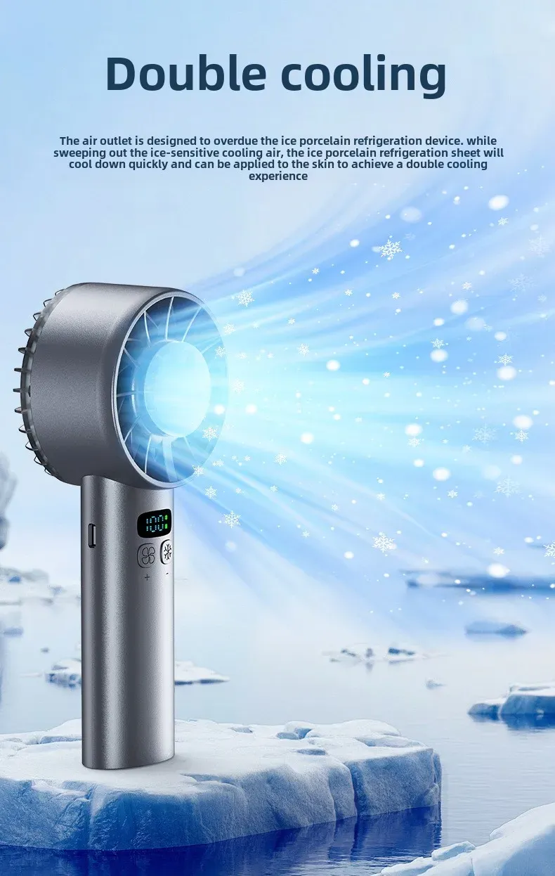 5200mAh Xiaomi Handheld Fan Electric Hand Fans Ice Compress High-speed Cooling USB Rechargeable Portable LED Digital_voghion.com