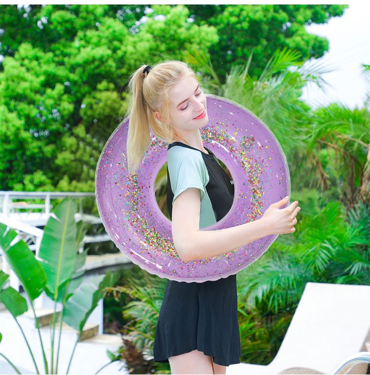 PVC Sequin Swimming Ring Thickened Outdoor Water Inflatable Floating Ring Net Celebrity Lifebuoy Underarm Circle Swimming Ring Wholesale_voghion.com