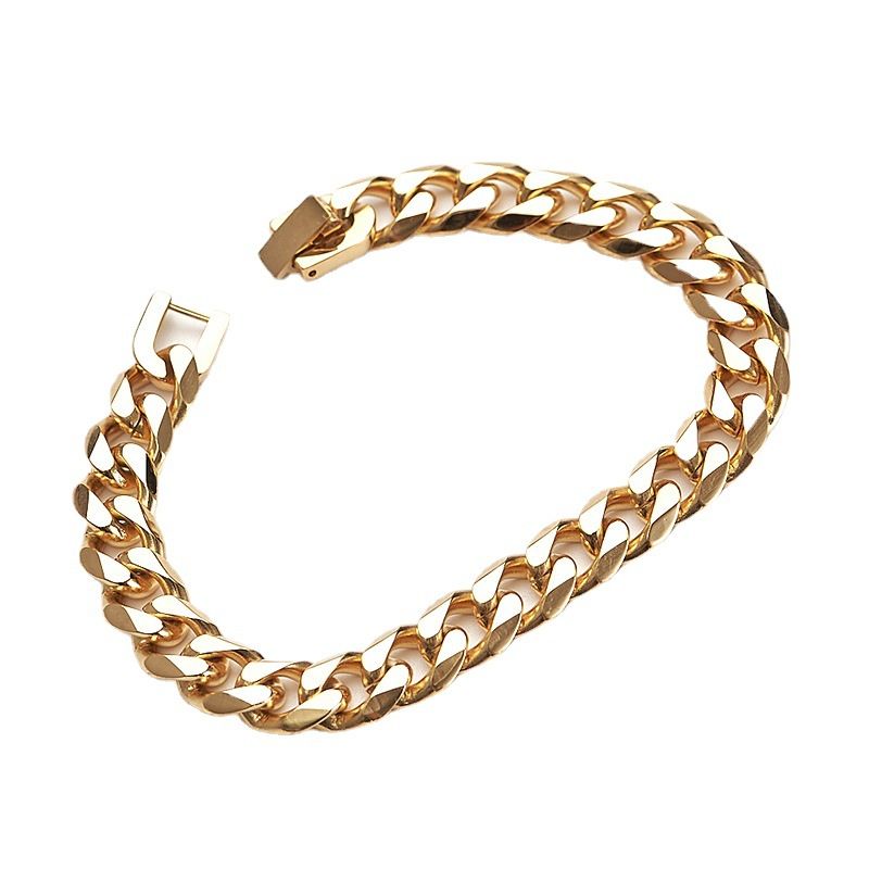 Bracciale da uomo in acciaio al titanio, gioielli alla moda, accessori alla moda, catena cubana a sei lati_voghion.com