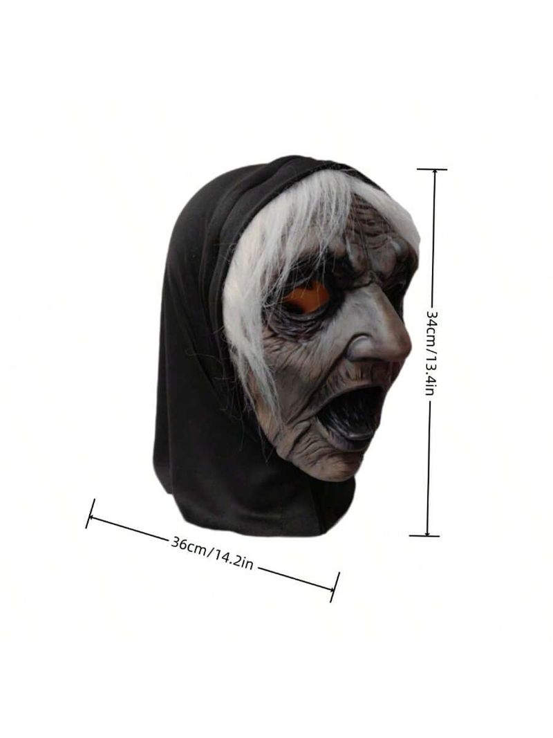 White-haired Witch Mask, Latex Lady Mask With Hijab And Wig, Suitable For Costumes To Play Scary Witch Costume Party Props_voghion.com
