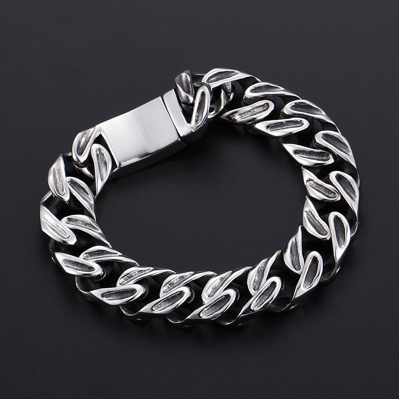 Anello con testa di fantasma, teschio punk, bracciale a catena cubana, set da uomo in acciaio al titanio_voghion.com