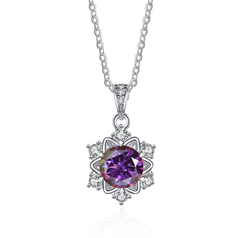 Tancise Silber Feine Halskette 1 Karat Moissanite Klassische Schneeflocke Anhänger für Frauen Hochzeit Modeschmuck Geschenke_voghion.com
