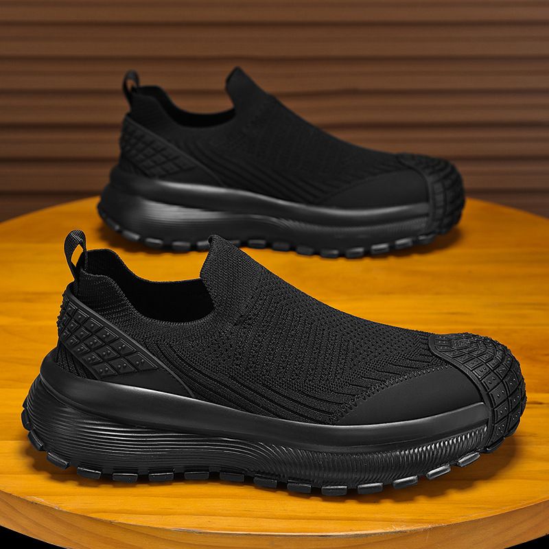 Men's 2025 Spring New Slip-On Breathable Thin Mesh Sock Shoes Tire Thick Sole Casual Sports_voghion.com