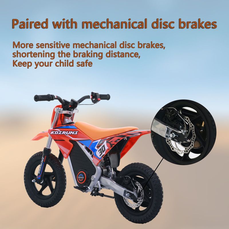 MX-E250 12 Inch For 3-6 Year Old Children Off-road Racing, Maximum Speed 25km/h 250W Mid-mounted Brushed Motor Range 18km Rear Mechanical Disc Brakes And Spring Shock Absorbers._voghion.com