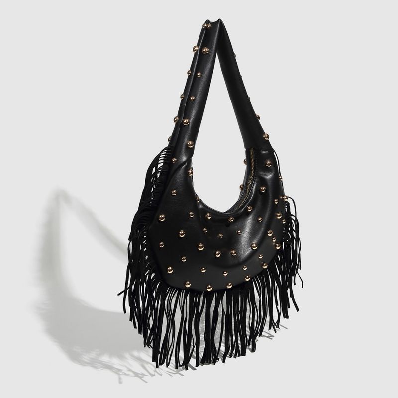 Trendy Personality Tassel Studded Fashionable Women's Simple Shoulder Crossbody Bag_voghion.com