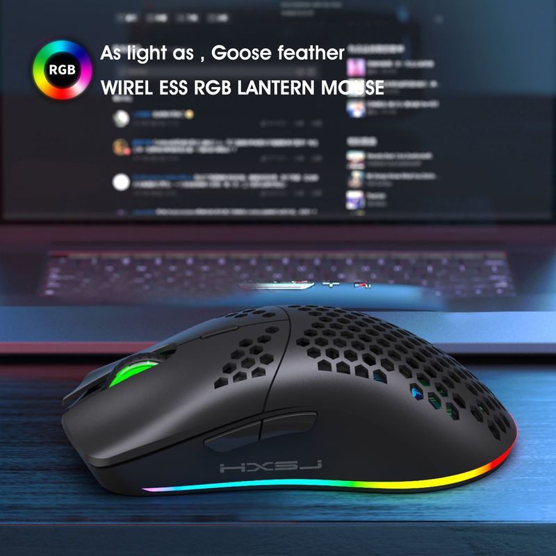 T66 Hole 2.4G brezžična miška Lahka zasnova Cellular RGB Glow 6-Key Mouse Patch_voghion.com