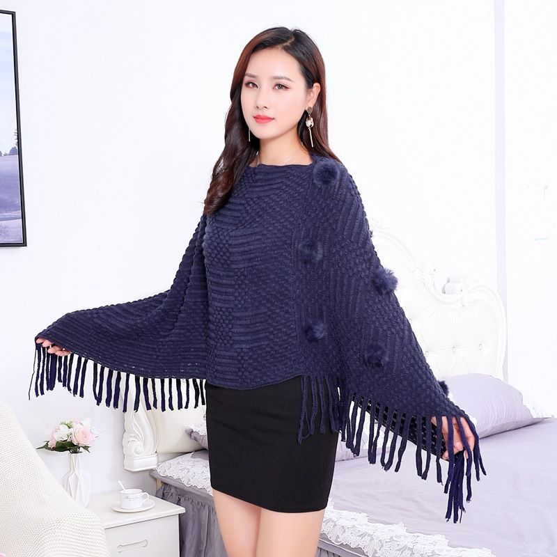 2023 Neue Imitation Kaschmir Kaninchen Haar Ball Pullover Cape Schal Herbst Tragen Warme Asymmetrische Gestrickte Top Mantel 88_voghion.com