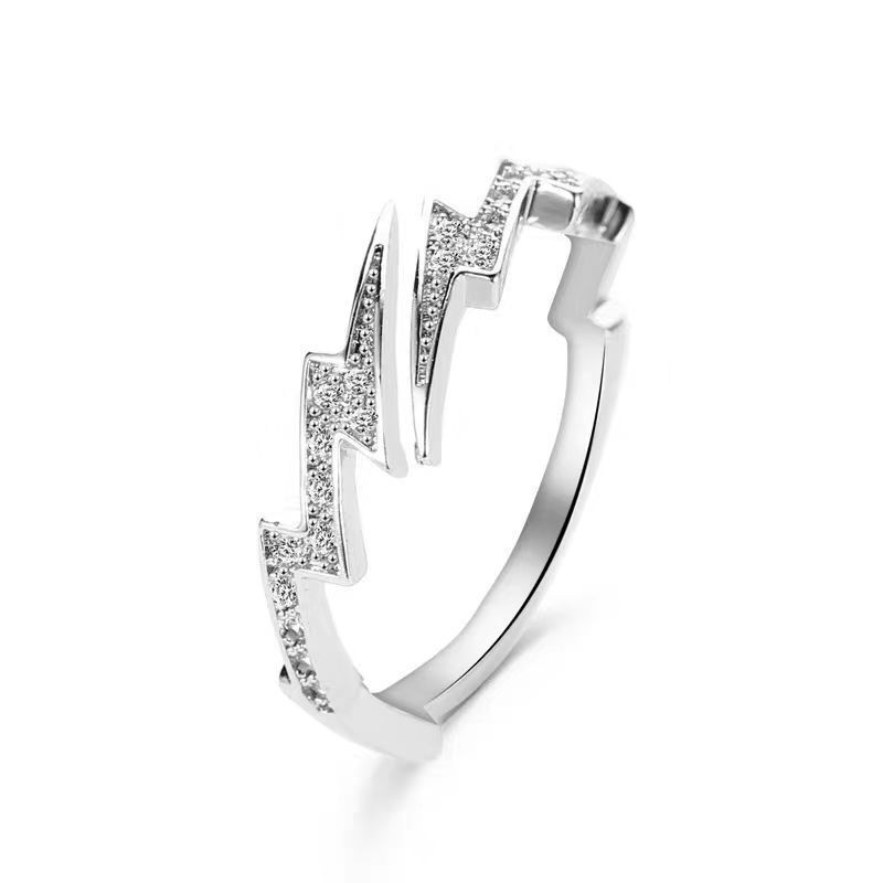 Herren Lightning Hip-Hop Verstellbarer offener Ring Nischendesign Geschenk für beste Freundin Freundin Trendy Paar Neuer Stil_voghion.com