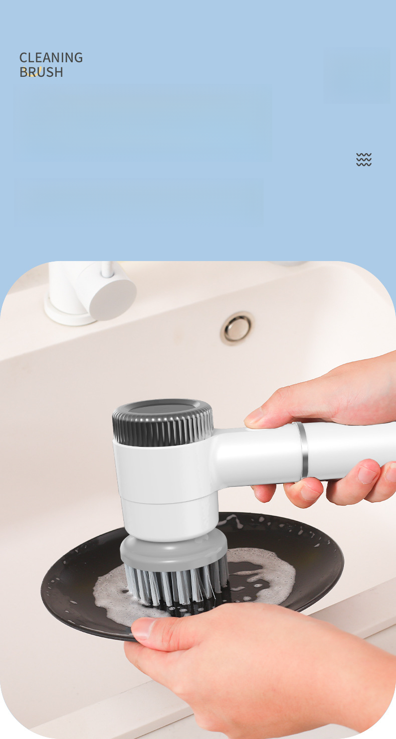 Cepillo eléctrico con mango, recargable y multifuncional para ollas, con cepillo para eliminar óxido y cepillo para limpiar tazas y tazones._voghion.com