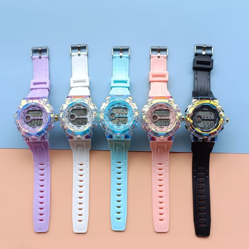 Neues galvanisiertes buntes Gehäuse für Studenten, Modetrend, multifunktionale leuchtende Sport-wasserdichte elektronische Uhr_voghion.com