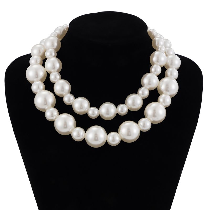Fashionable Exaggerated Pearl Temperament Choker Versatile Collarbone Chain Multi-layer Bead Necklace For Women_voghion.com