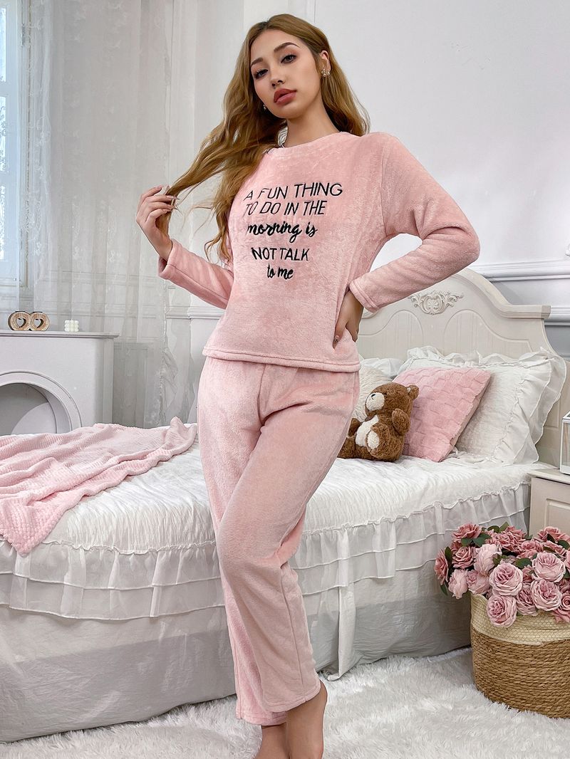 Pyjama en flanelle pour femme, épais, chaud, décontracté, mignon, pour la détente_voghion.com
