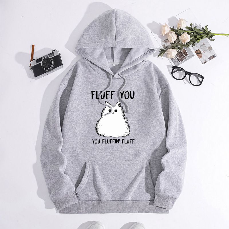 Abbigliamento da uomo felpa con lettere di gatto stampate alla moda, colletto posteriore con cappuccio e top in felpa di velluto_voghion.com
