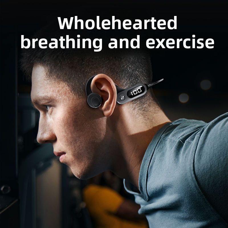 Nuovi auricolari sportivi Bluetooth a conduzione aerea, design non in-ear, display della batteria, impermeabili e resistenti al sudore per la corsa._voghion.com