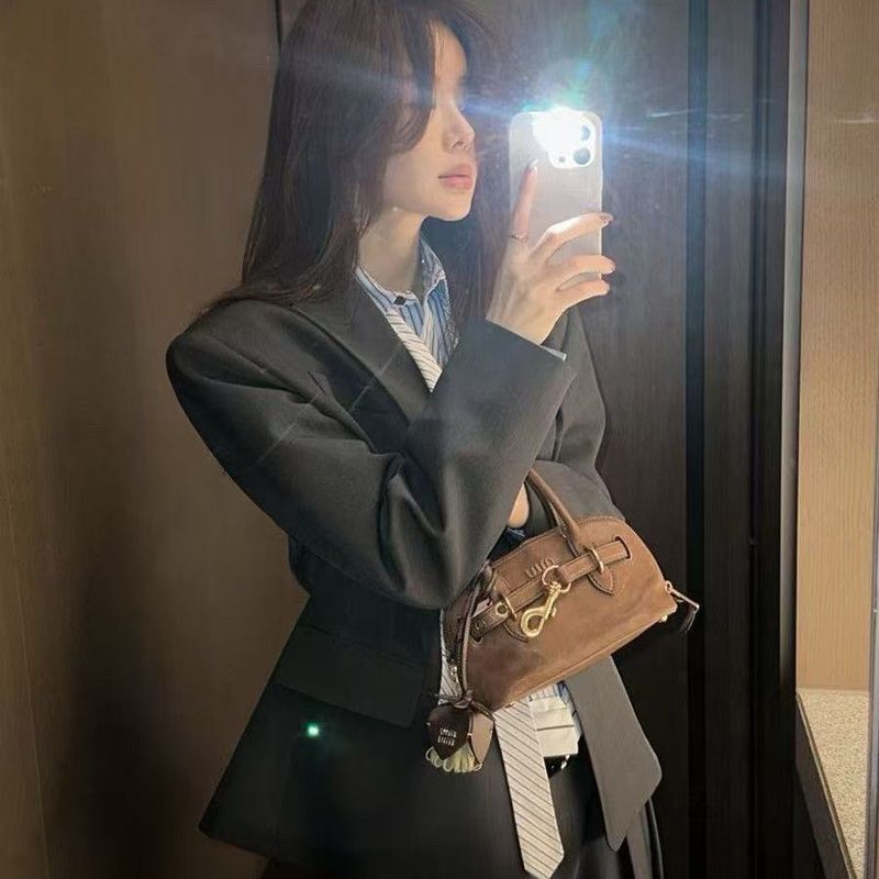 Kadınlar için Bahar Yeni Rahat İşe Gidiş-Dönüş Şık Üst Sınıf Takım Elbise Geniş Paça Pantolon İki Parçalı Set_voghion.com