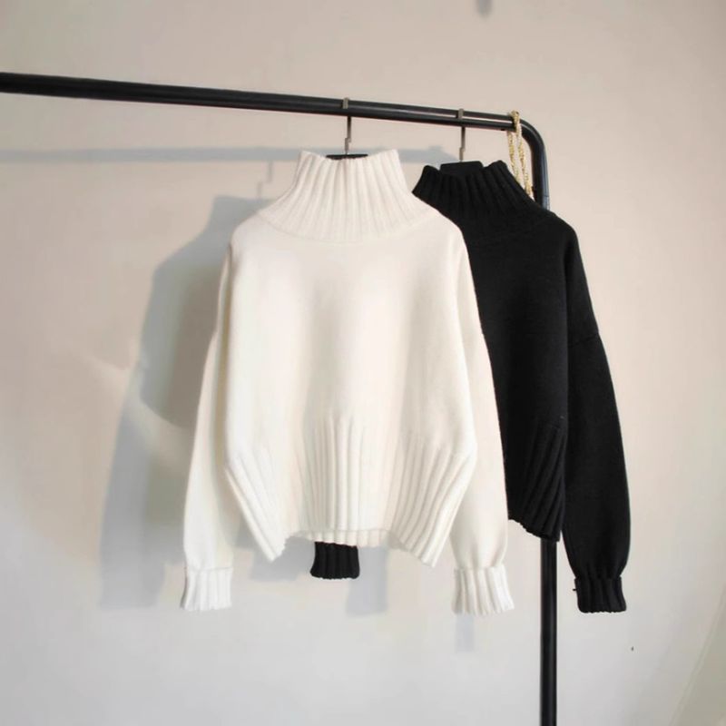 ragazza 2025 autunno inverno nuova moda felpa per donne stile casual ampio outewea mezza scollo a lupetto top tinta unita base_voghion.com