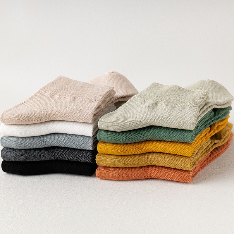 2025d 2025d Lente Zomer Dunne Heren Katoenen Mid-Calf Zweetabsorberend Ademend Mesh Casual Effen Kleur Korte Zakelijke Studentensokken_voghion.com
