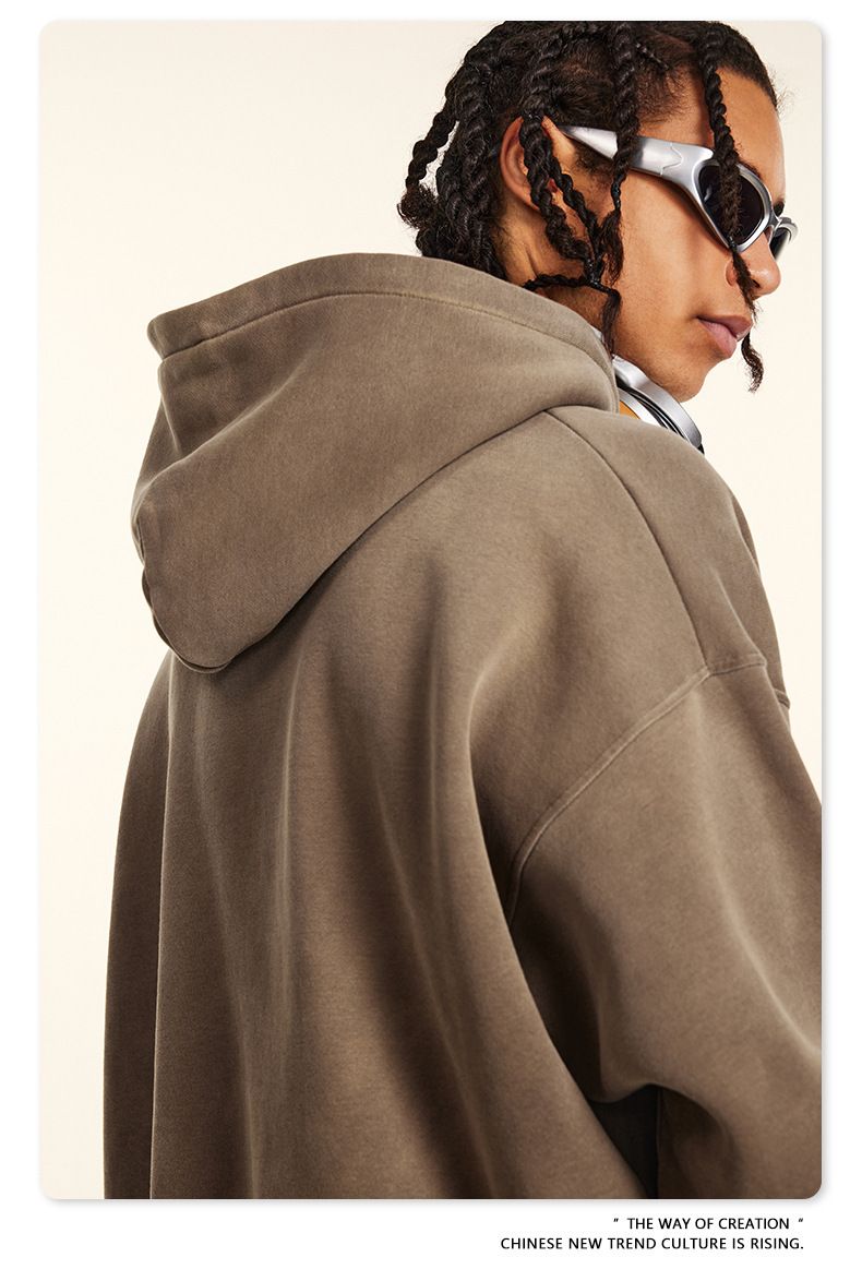Streetwear Men's Vintage Hoodie & Jogger Set – Distressed Spray-Dye Fleece Loungewear, Oversized Fit, High Street Fashion_voghion.com