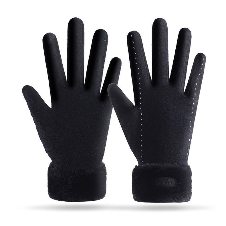 Women's Gloves Autumn And Winter Cashmere Gloves For Women With Rabbit Fur And Velvet, Finger Separated, Touch Screen, Cycling Windproof And Warm_voghion.com