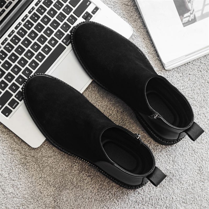 New Leather Spring Men's Shoes High-top Men's Heightening Tooling Martin Boots_voghion.com