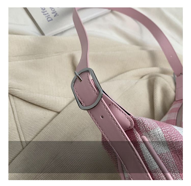 Large-Capacity Canvas Fall/Winter 2025 New Shoulder Bag Crossbody Bag Plaid Dumpling Bag_voghion.com