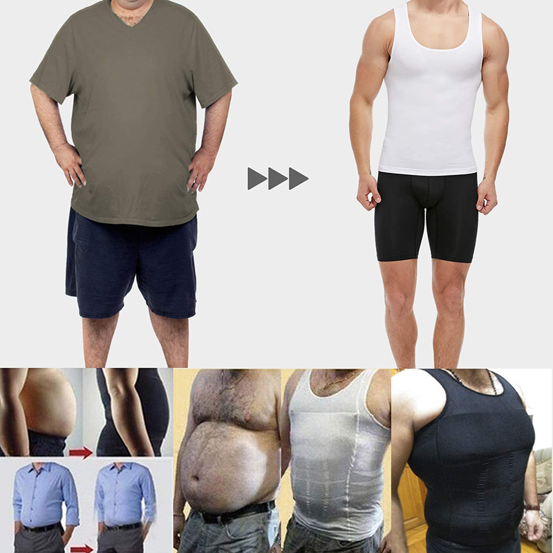 Shaper-compressieshirts voor heren Taille verminderen ondergoed Bodyshaper COMFREE Tummy Control Fiess bodysuit tanktops_voghion.com