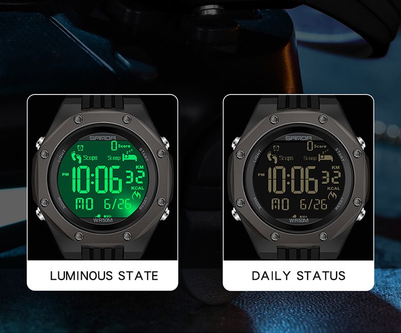 Multifunctional Digital Sports Watch With Night Light, Waterproof, Sleep Tracking, Step Counter, Calorie Counter, Alarm, Stopwatch, And Hourly Chime_voghion.com