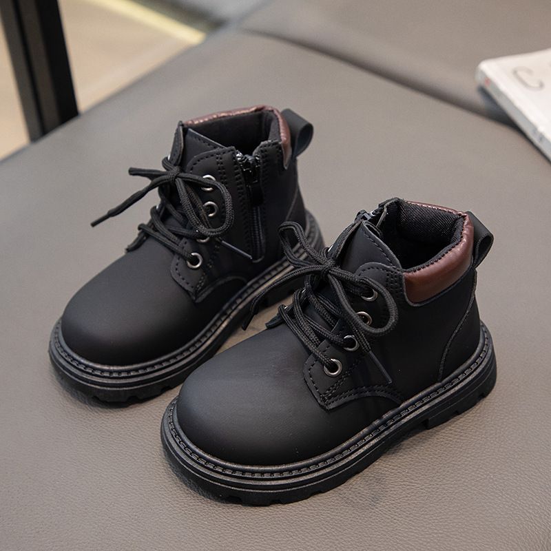 Stivali bassi in pelle Martin per bambini, autunno 2025, nuovi, per ragazzi e ragazze, con cerniera laterale, alla moda_voghion.com