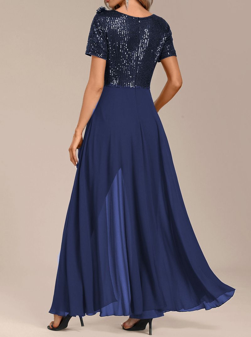 Tuta da donna in chiffon con paillettes e cuciture, colore puro e temperamento_voghion.com