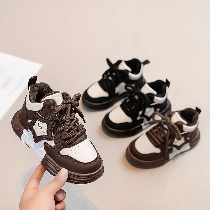 Autunno e inverno 2025 per bambini, nuovi modelli di scarpe sportive per bambine con isolamento in peluche, due pannelli in cotone per bambini_voghion.com