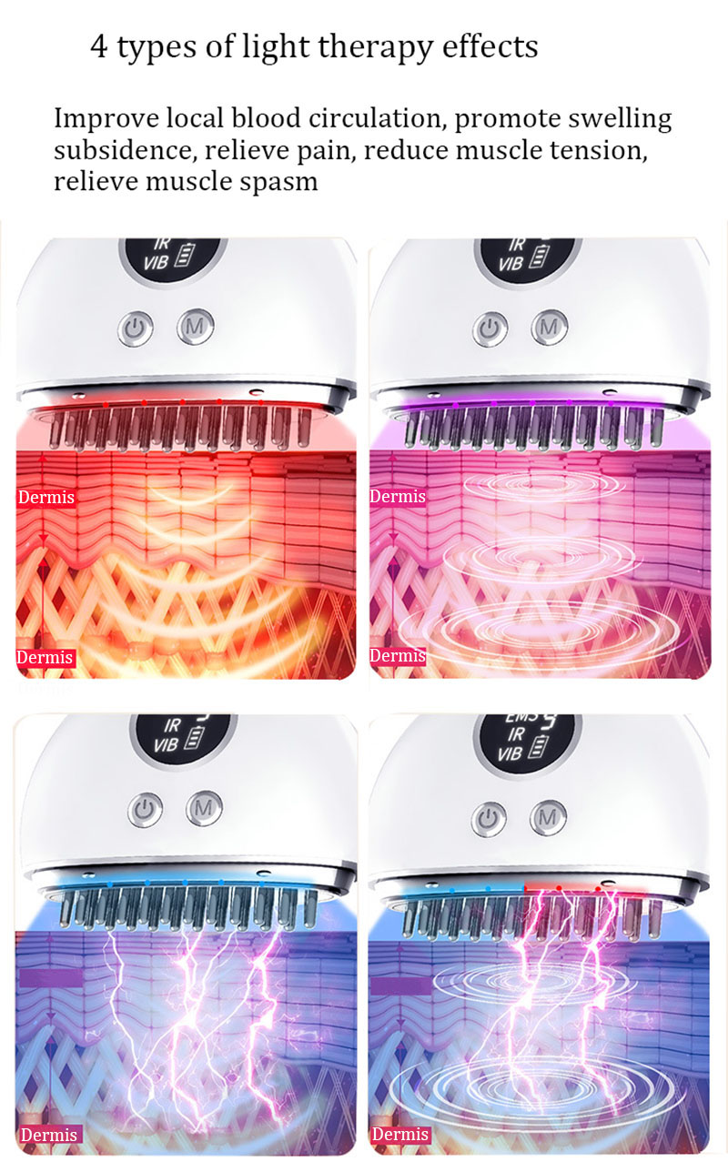 Mikrostroum Vibratioun EMS Kapp Entspanungsmassageapparat Guasha LED Mikrostroum Gesiicht Hals Kierper Haut Lifting R 70% Rabatt_voghion.com