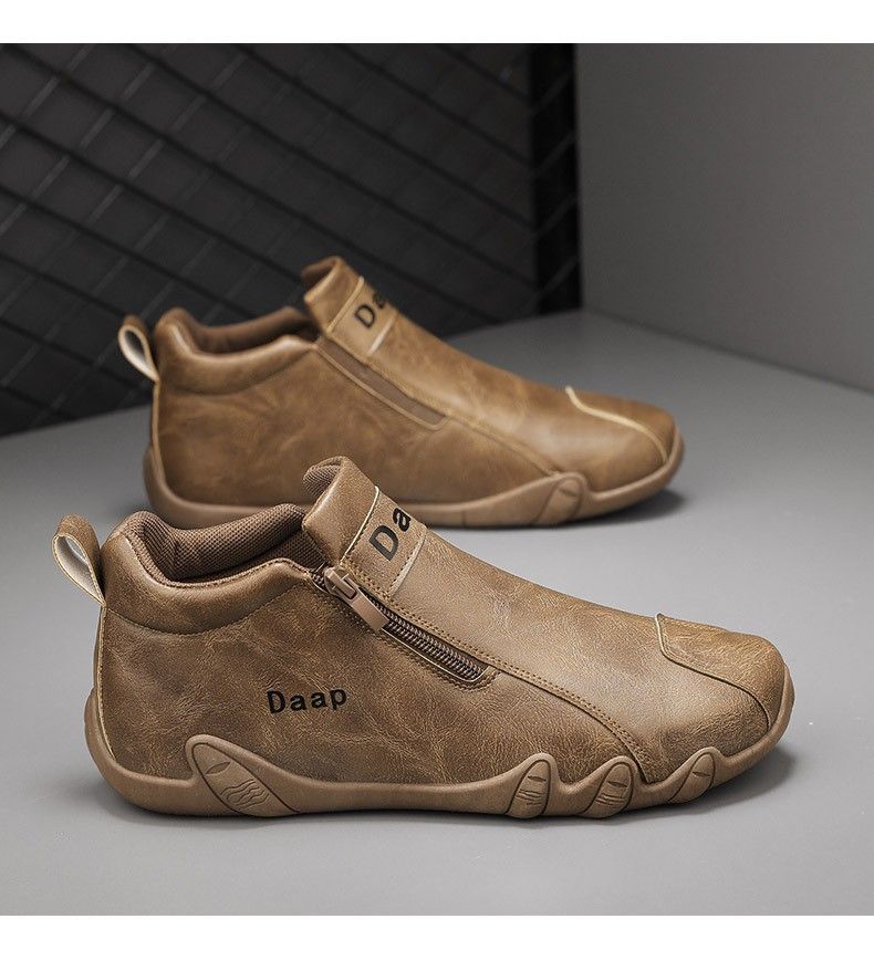 Herren High-Top Freizeit-Arbeitsstiefel - Strapazierfähige Outdoor-Wanderschuhe mit seitlichem Reißverschluss, atmungsaktiv und bequem für alle Jahreszeiten_voghion.com