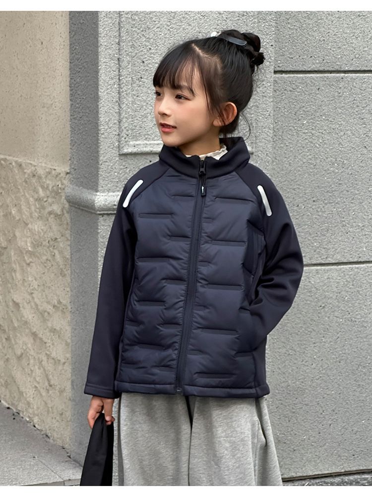 Kids' Sherpa-Lined Puffer Jacket - Winter & Spring Warm Zip-Up Coat With Stand Collar, Lightweight Quilted Outerwear For Boys & Girls (100-170cm)_voghion.com