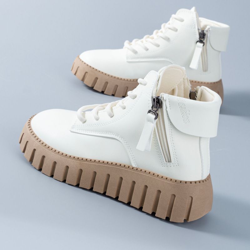 Bottes Martin montantes pour femmes, style coréen, printemps-automne 2024, polyvalentes, en cuir souple, à semelles souples et antidérapantes_voghion.com