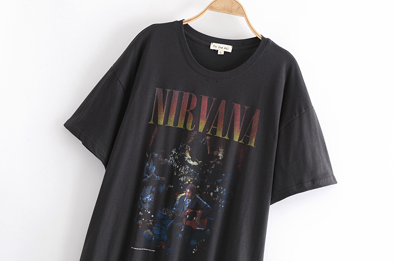 Damen lockert T-Shirtkleed lässeg a komfortabelt Basiskleed mat Drock_voghion.com