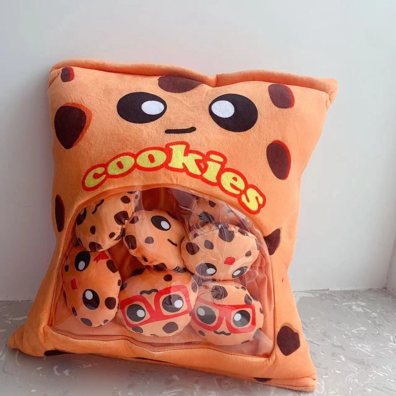 Cuscino di peluche a forma di cuore con snack di fagioli solubili e borsa piena di peluche a forma di biscotto Qi di pipistrello_voghion.com