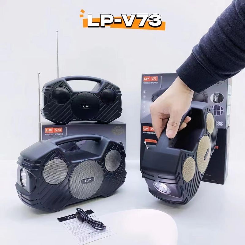 New LP-V73 Solar Bluetooth Handheld Wireless Outdoor Radio Flashlight Convenient Card Insertion Speaker_voghion.com