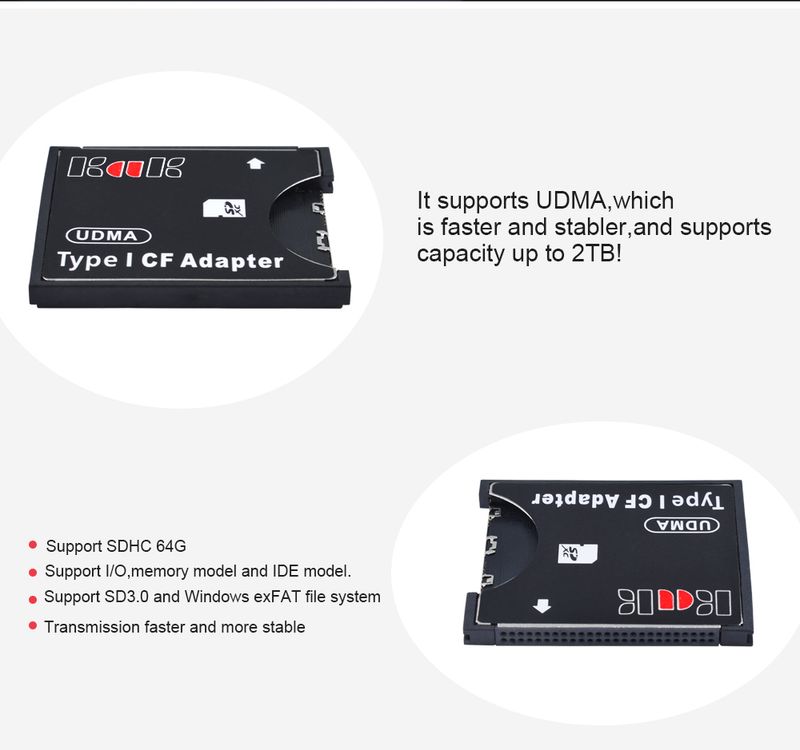 SDHC SDXC Standard Compact Flash Type I Converter SD To CF Adapter Card Reader Adaptor Up UDMA 128GB_voghion.com