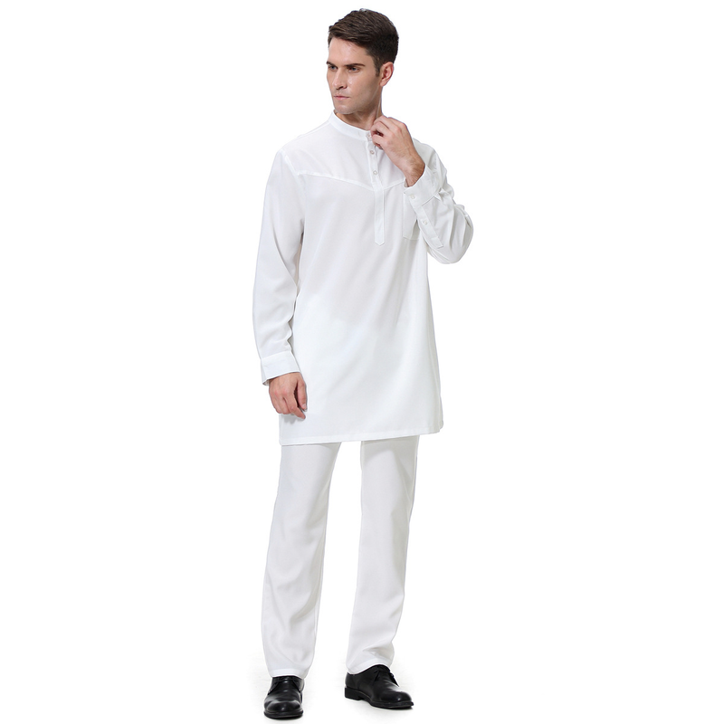 Ropa de hombre Conjunto de pantalones largos para hombre caftán musulmán_voghion.com