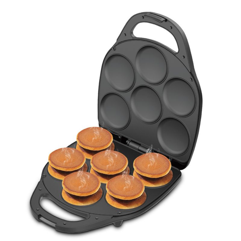 Pancake maker con spina USA da 110 V, multifunzione per uova, corn dog, takoyaki, 14 fori antiaderenti, 1400 W, rotazione automatica, elettrodomestico per la colazione in famiglia_voghion.com