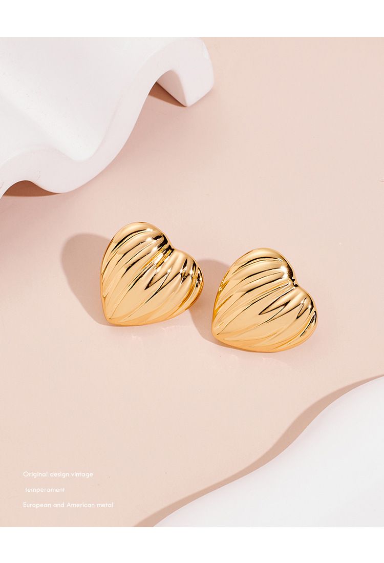 Orecchini a cuore, orecchini minimalisti retrò in metallo alla moda, design di nicchia, personalità di fascia alta, orecchini versatili_voghion.com