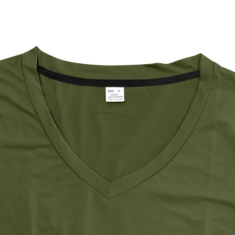 Herrenbekleidung T-Shirt Einfarbig V-Ausschnitt Kurzarm Sommer Neue Große Größe Trend Tops_voghion.com