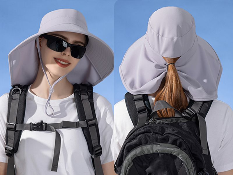 Vendita calda Scialle a tesa larga Cappello da pescatore europeo e americano alla moda, cappello estivo da esterno con foro per coda di cavallo_voghion.com