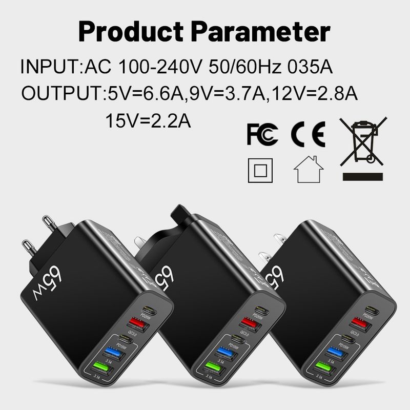 Festival de música 3.1A Carregador móvel Multi Interface Tipo-C PD+3USB Cabeça de carregamento de viagem_voghion.com