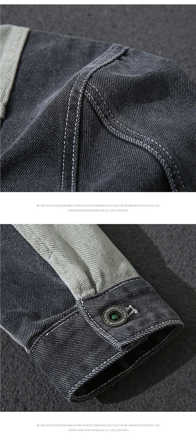 Herrenbekleidung Lockere Arbeitskleidung Plus Samtoberteil Jeansjacke Lockere Passform Arbeitskleidung im koreanischen Stil Fleecegefütterter Freizeitmantel mit Patchwork und Farbblockierung_voghion.com