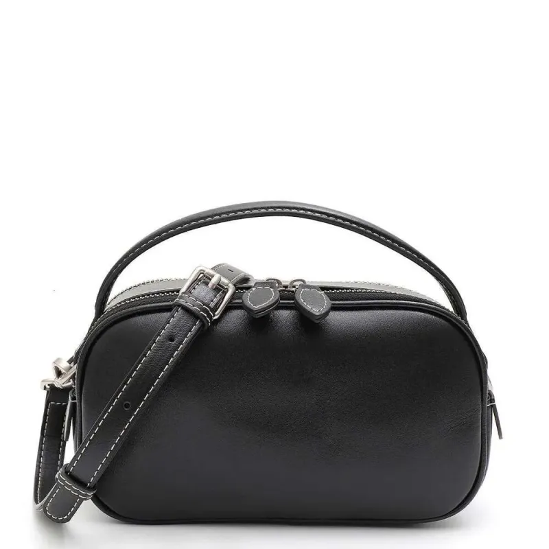 Designer 2025 Women's Plain Solid Color Minimalist Vegetable Tanned Leather Top-Handle Cross Body Real Cowhide Small_voghion.com