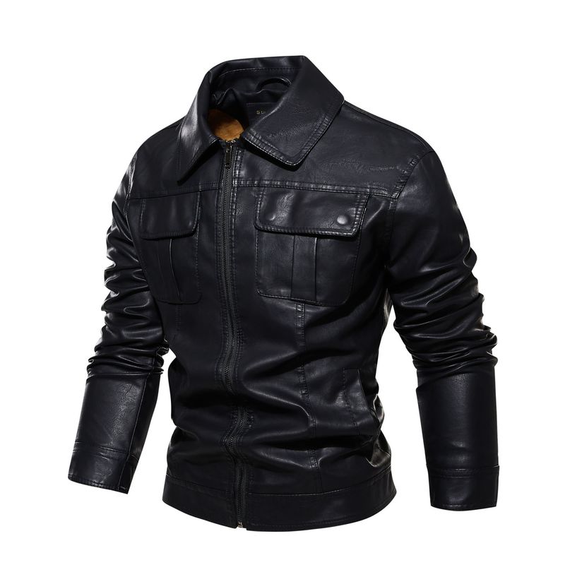 Men's Clothing retro washed leather jacket Men's leather jacket leather jacket_voghion.com